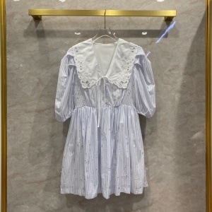 미우미우 MIUMIU 2021 SS 레이스 카라 스트라이프 여성 원피스 커스텀급