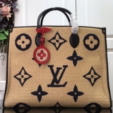 루이비통 LOUIS VUITTON 2021 SS 라피아 온더고 GM 블랙 토트백 M57644 커스텀급