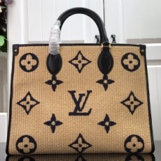루이비통 LOUIS VUITTON 2021 SS 라피아 온더고 MM 블랙 토트백 M57723 커스텀급