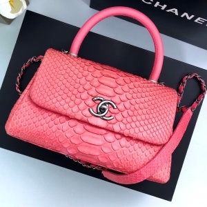 샤넬 CHANEL 2021 SS 뱀피 코코 핸들백 스몰 핑크 미러급