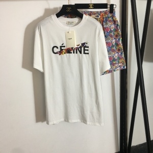 셀린느 CELINE 2021 SS 플라워 로고 여성 반팔티 반바지 세트 커스텀급