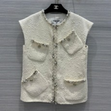 샤넬 CHANEL 2021 SS 트위드 큐빅 여성 조끼 상의 커스텀급