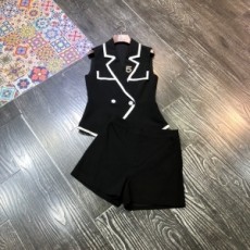샤넬 CHANEL 2021 SS 라인 카라 여성 상의 반바지 세트 커스텀급