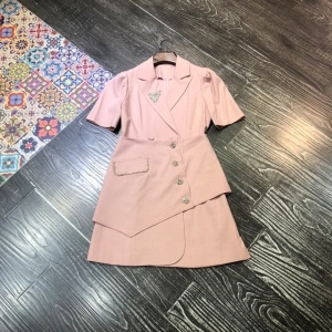 미우미우 MIUMIU 2021 SS 카라 반팔 여성 원피스 스커트 세트 커스텀급