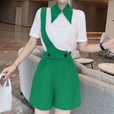디올 DIOR 2021 SS 카라 투톤 여성 블라우스 반바지 세트 커스텀급