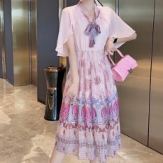 디올 DIOR 2021 SS 캐릭터 리본 러플 여성 원피스 커스텀급