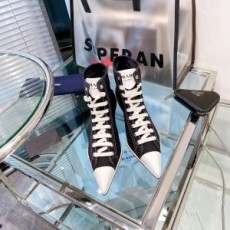 프라다 PRADA 2021 SS 투톤 로고 스티치 하이탑 여성 슈즈 커스텀급