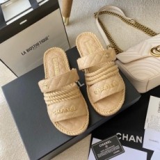 샤넬 CHANEL 2021 SS 퀄팅 로고 베이지 여성 샌들 커스텀급