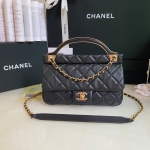 샤넬 CHANEL 2021 SS 램스킨 체인 퀄팅 토트백 블랙 AS2438 커스텀급