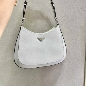프라다 PRADA 2021 SS 클레오 브러시드 사피아노 화이트 호보백 미듐 1BC303 커스텀급