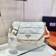 프라다 PRADA 2021 SS 나파 패치워크 화이트 미듐 숄더백 1BD292 커스텀급