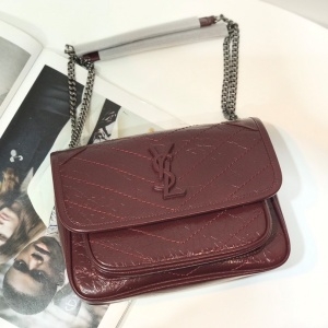 생로랑 SAINT LAURENT 2021 SS 로고 포켓 버건디 빈티지 체인 숄더백 5811 커스텀급