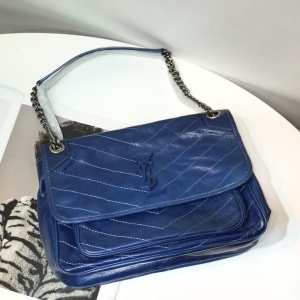 생로랑 SAINT LAURENT 2021 SS 로고 포켓 블루 빈티지 체인 숄더백 5811 커스텀급