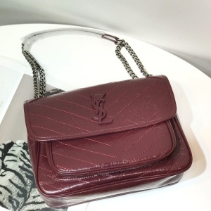 생로랑 SAINT LAURENT 2021 SS 로고 포켓 버건디 빈티지 체인 숄더백 2830 커스텀급