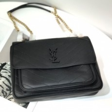 생로랑 SAINT LAURENT 2021 SS 로고 포켓 블랙 민무늬 체인 숄더백 2829 커스텀급