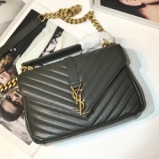 생로랑 SAINT LAURENT 2021 SS 골드로고 쉐브론 딥그린 체인 크로스백 2802 커스텀급