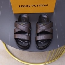 루이비통 LOUIS VUITTON 2021 SS 레더 로고 브라운 남성 슬리퍼 커스텀급