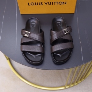 루이비통 LOUIS VUITTON 2021 SS 레더 버클 브라운 남성 슬리퍼 커스텀급