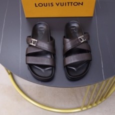 루이비통 LOUIS VUITTON 2021 SS 레더 버클 브라운 남성 슬리퍼 커스텀급