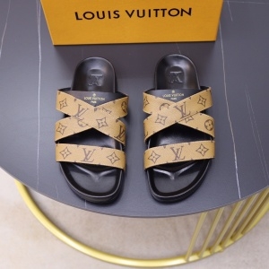 루이비통 LOUIS VUITTON 2021 SS 레더 버클 모노그램 카멜 남성 슬리퍼 커스텀급