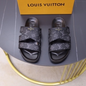 루이비통 LOUIS VUITTON 2021 SS 레더 버클 모노그램 블랙 남성 슬리퍼 커스텀급