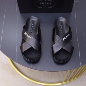 프라다 PRADA 2021 SS 레더 로고 남성 슬리퍼 커스텀급