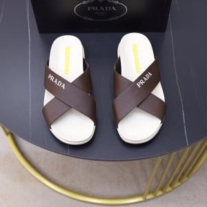 프라다 PRADA 2021 SS 로고 브라운 남성 슬리퍼 커스텀급