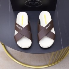 프라다 PRADA 2021 SS 로고 브라운 남성 슬리퍼 커스텀급