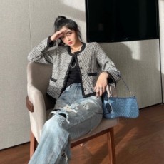 샤넬 CHANEL 2021 SS 트위드 블랙체크 여성 자켓 커스텀급