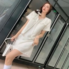 샤넬 CHANEL 2021 SS 진주장식 포켓 화이트 여성 원피스 커스텀급