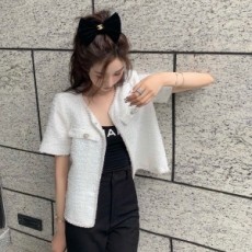 샤넬 CHANEL 2021 SS 진주장식 포켓 화이트 여성 자켓 커스텀급