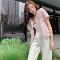 샤넬 CHANEL 2021 SS 진주장식 포켓 핑크 여성 자켓 커스텀급