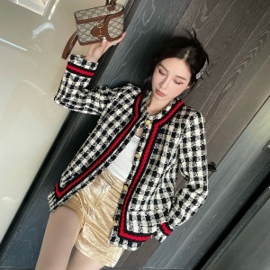 구찌 GUCCI 2021 SS 삼선라인 체크 블랙 여성 자켓 커스텀급