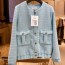 샤넬 CHANEL 2021 SS 트위드 포켓 민트 여성 자켓 커스텀급