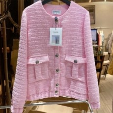 샤넬 CHANEL 2021 SS 트위드 포켓 핑크 여성 자켓 커스텀급