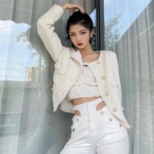 샤넬 CHANEL 2021 SS 트위드 포켓 민트 여성 자켓 커스텀급