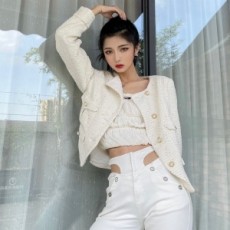 샤넬 CHANEL 2021 SS 트위드 포켓 민트 여성 자켓 커스텀급