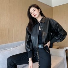 샤넬 CHANEL 2021 SS 양가죽 로고 자수 블랙 여성 자켓 커스텀급