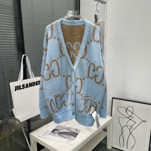 구찌 GUCCI 2021 SS 캐릭터 로고 니트 민트 여성 가디건 커스텀급