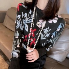 샤넬 CHANEL 2021 SS 플라워 캐릭터 니트 여성 상의 커스텀급