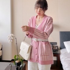 산드라 SANDRA 2021 SS 캐릭터 체크 니트 핑크 여성 가디건 커스텀급