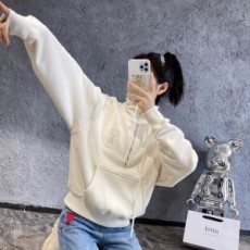 애미 AMI 2021 SS 로고 지퍼 포켓 아이보리 여성 긴팔티 커스텀급
