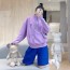 애미 AMI 2021 SS 로고 지퍼 포켓 보라 여성 긴팔티 커스텀급