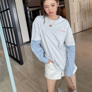 발렌시아가 BALENCIAGA 2021 SS 투톤 스트라이프 여성 긴팔티 커스텀급