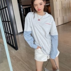 발렌시아가 BALENCIAGA 2021 SS 투톤 스트라이프 여성 긴팔티 커스텀급