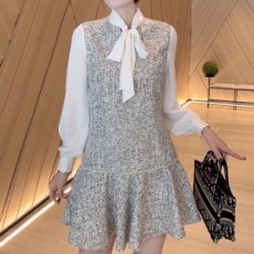 샤넬 CHANEL 2021 SS 투톤 끈리본 여성 원피스 커스텀