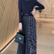 버버리 BURBERRY 2021 SS 체크 투톤 주름 여성 원피스 커스텀