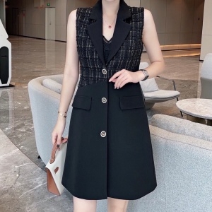 샤넬 CHANEL 2021 SS 체크 투톤 포켓 카라 여성 원피스 커스텀