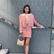 미우미우 MIUMIU 2021 SS 트위드 퍼프소매 자켓 스커트 바지 여성 세트 커스텀