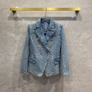 발망 BALMAIN 2021 SS 캐릭터 로고 데님 여성 자켓 커스텀